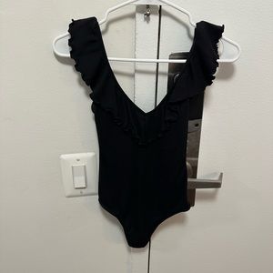 Ruffle Sleeve Low Back Bodysuit